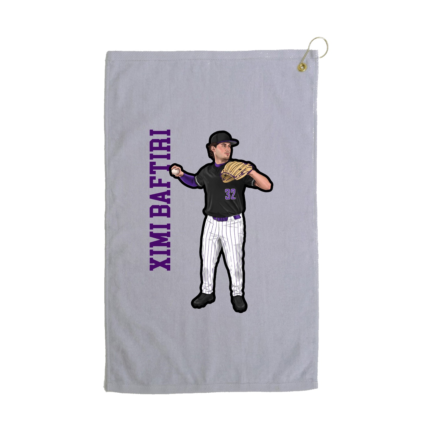 Golf Towel — Name Vertical in Grey