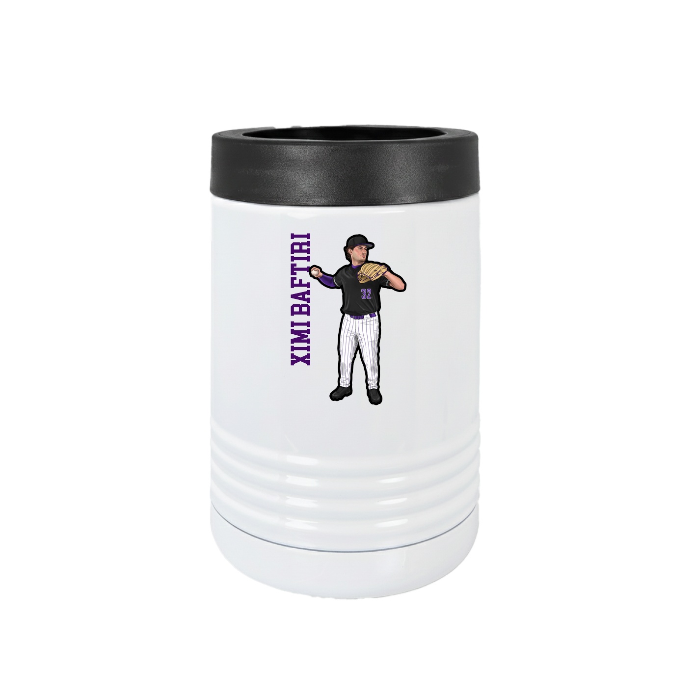 Beverage Holder — Name Vertical in White