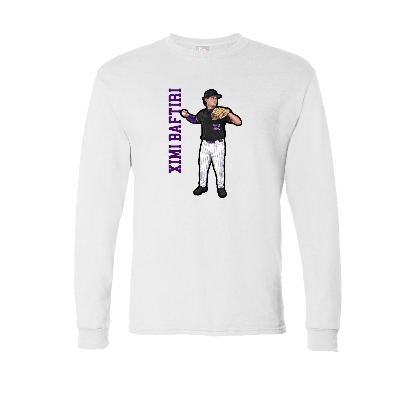 Long Sleeve Tee — Name Vertical in White