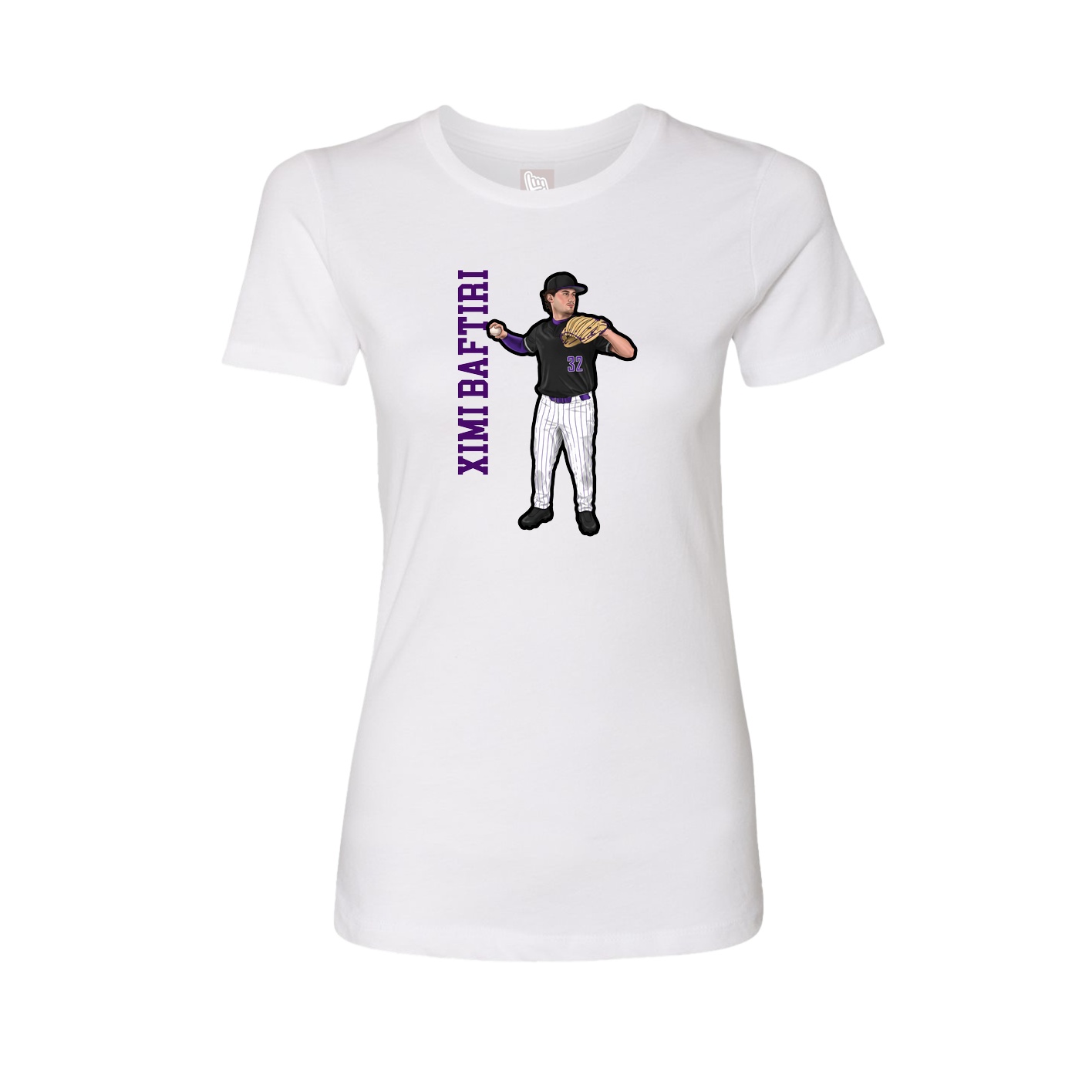 Fitted Women's Tee — Name Vertical in White