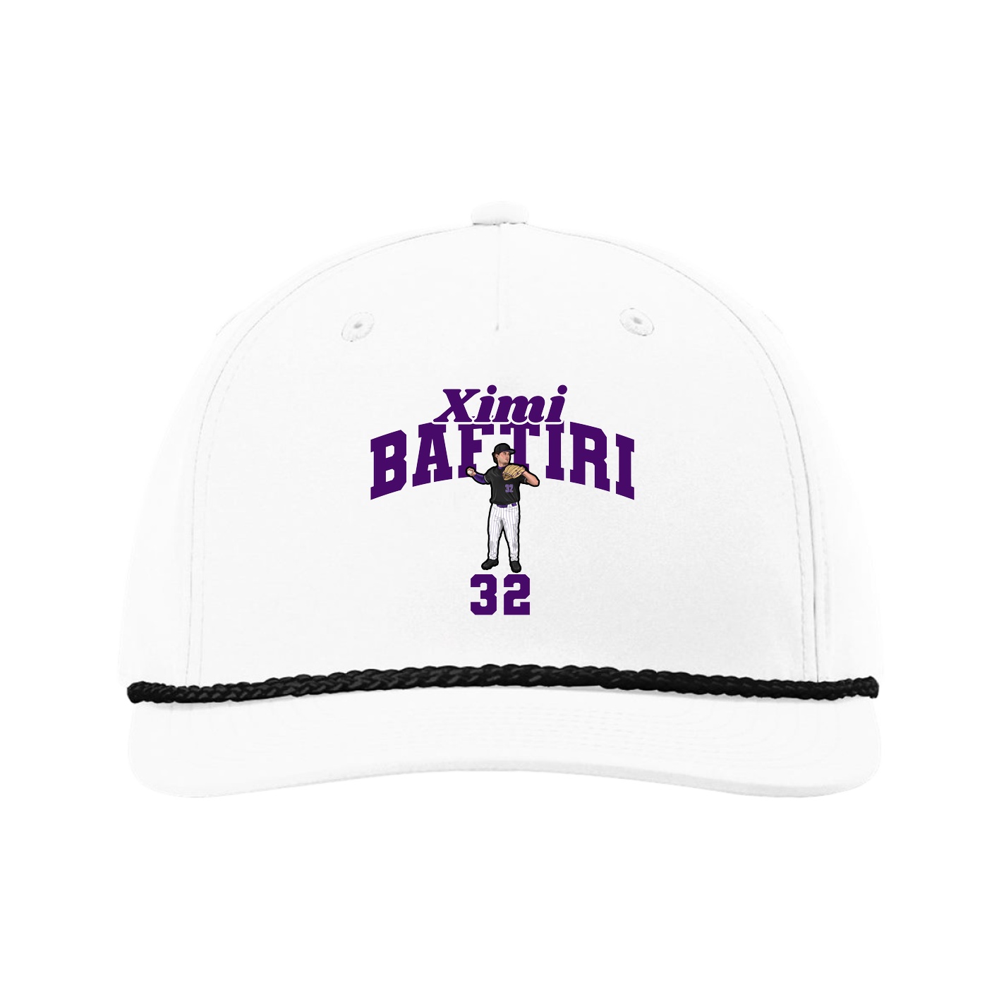 Five-Panel Classic Rope Cap — Signature Arch in White