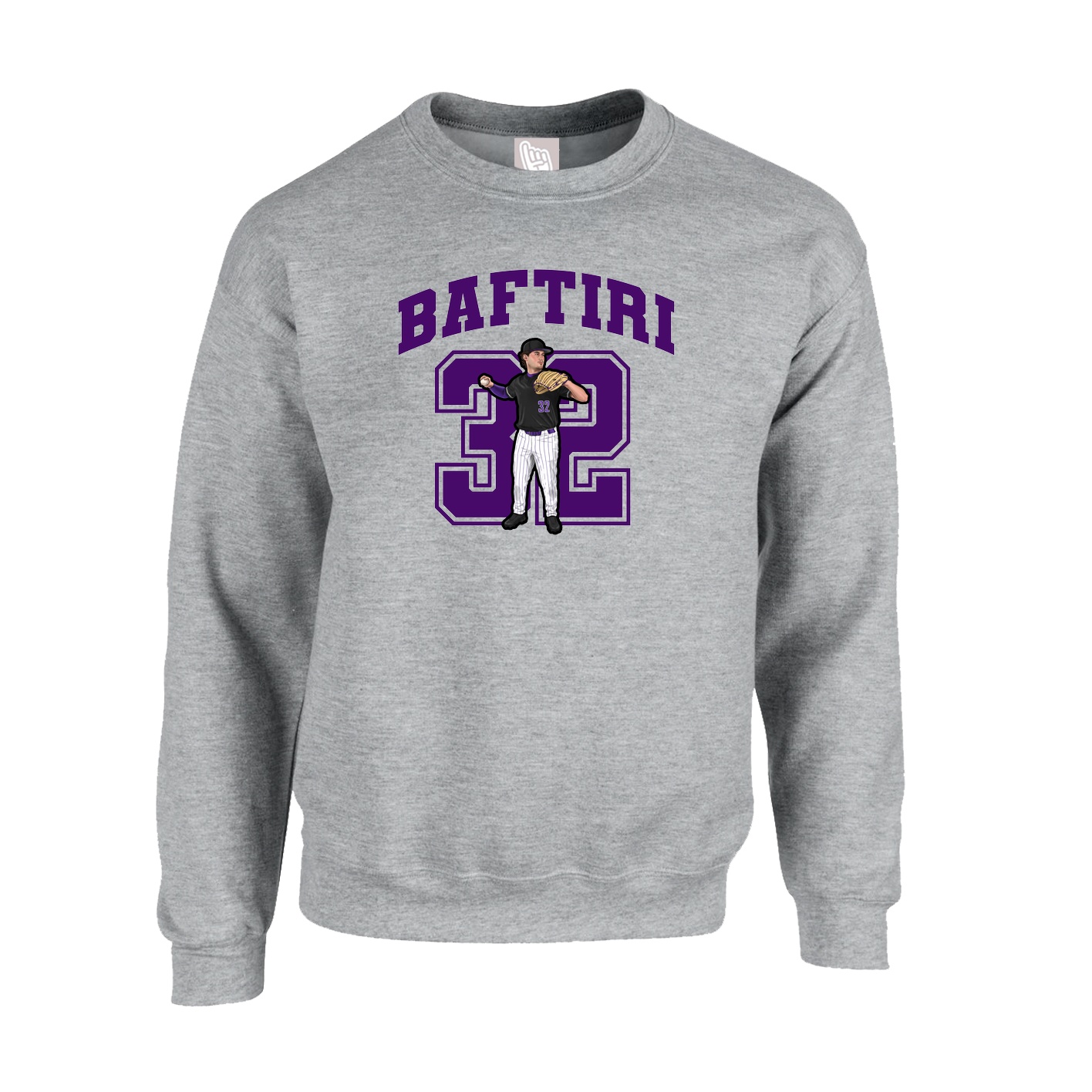 Fleece Crew — Number in Grey