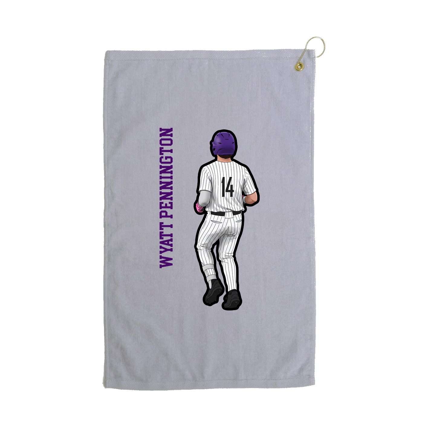 Golf Towel — Name Vertical in Grey
