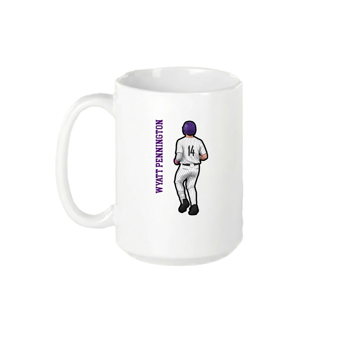 15oz Coffee Mug — Name Vertical in White