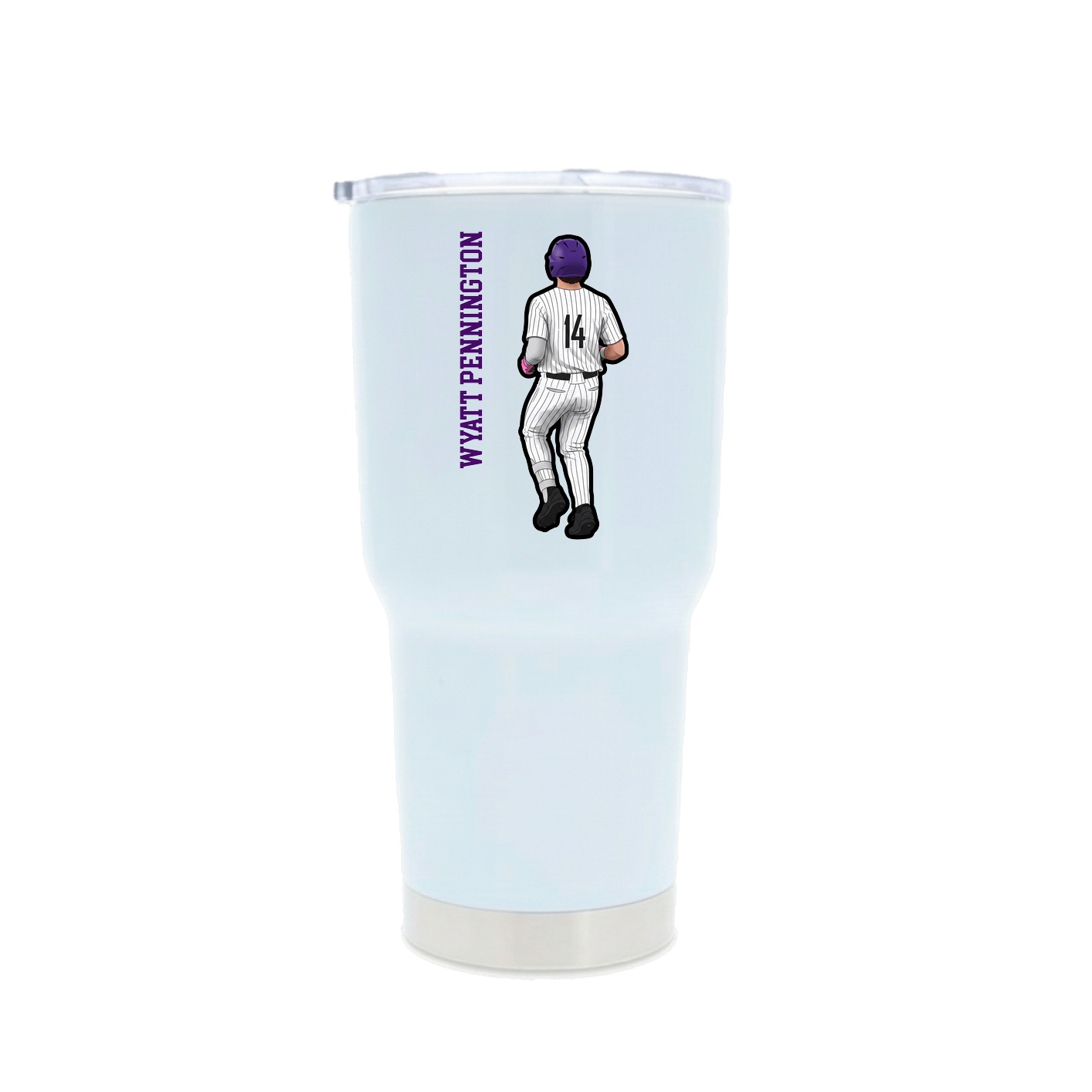 30oz Stainless Steel Tumbler — Name Vertical in White