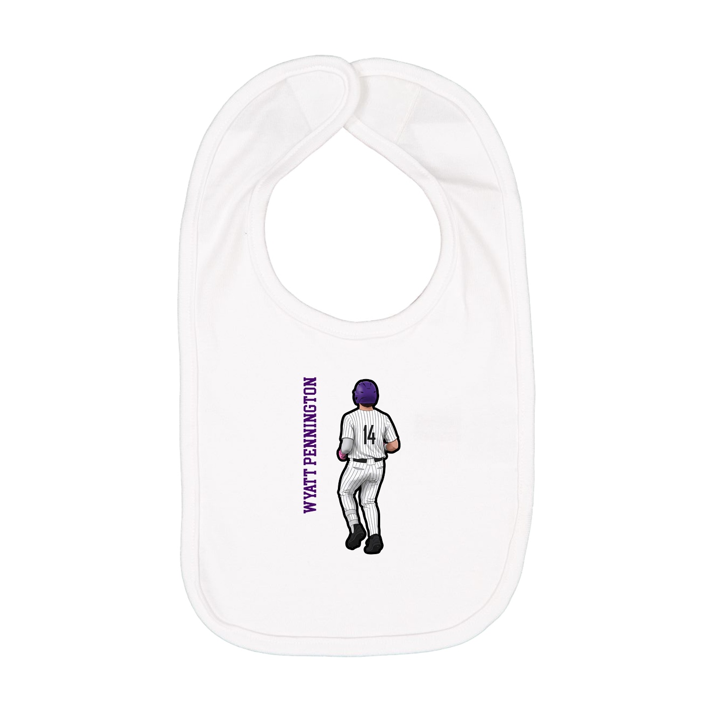 Infant Bib — Name Vertical in White