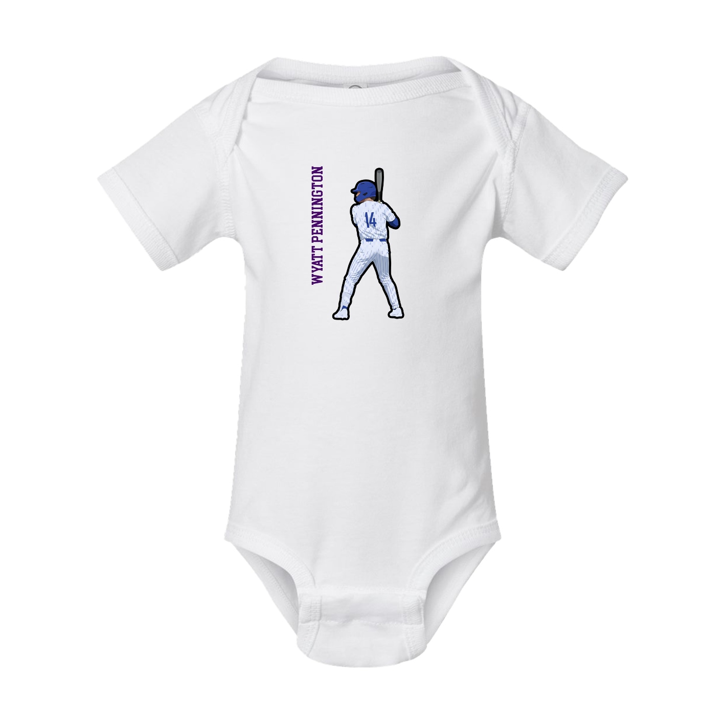 Baby Onesie — Name Vertical in White