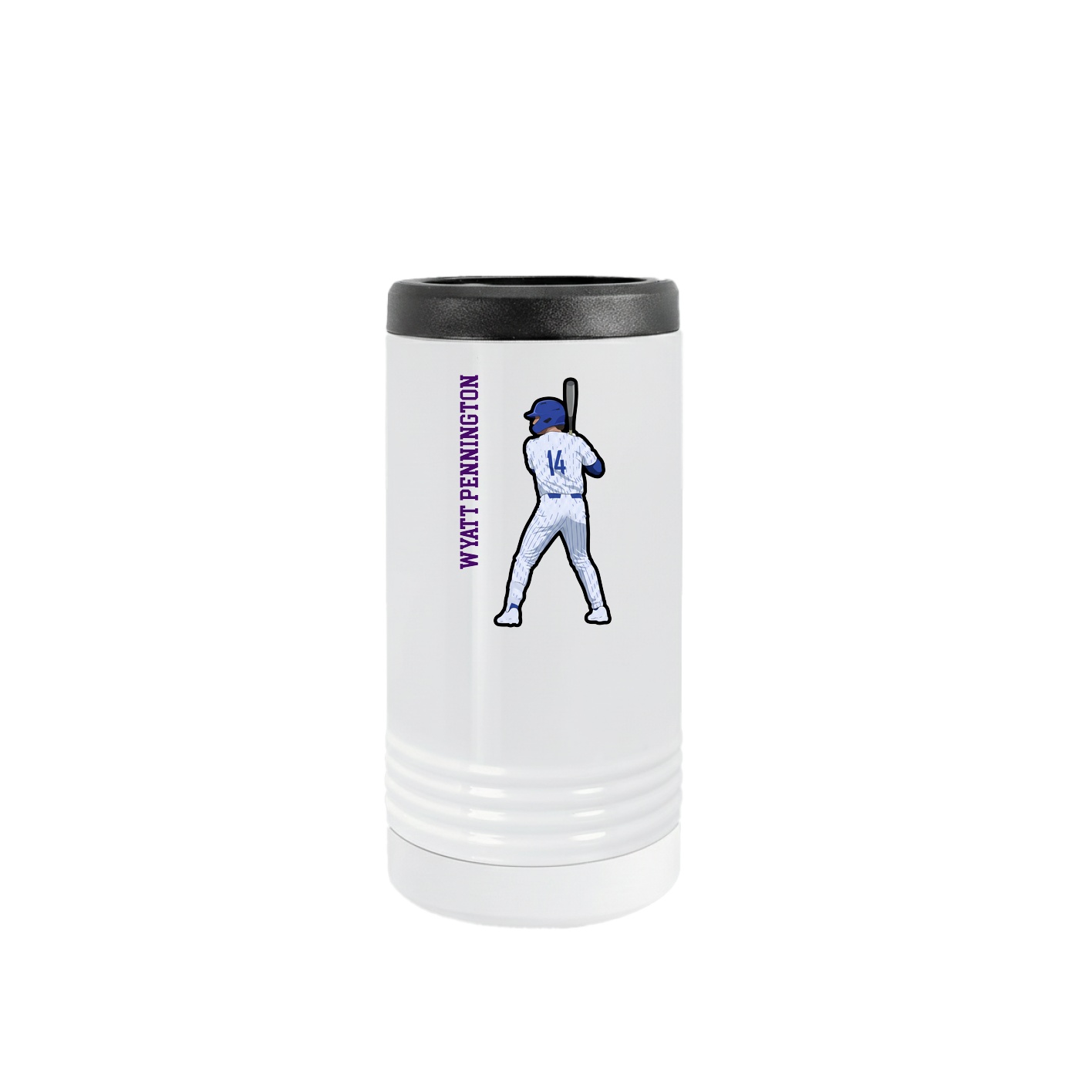Slim Beverage Holder — Name Vertical in White