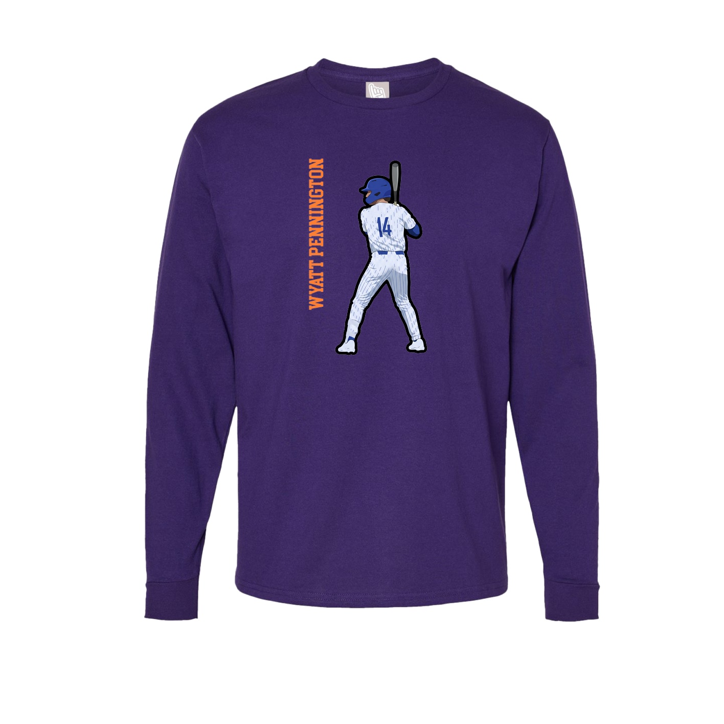 Long Sleeve Tee — Name Vertical in Purple