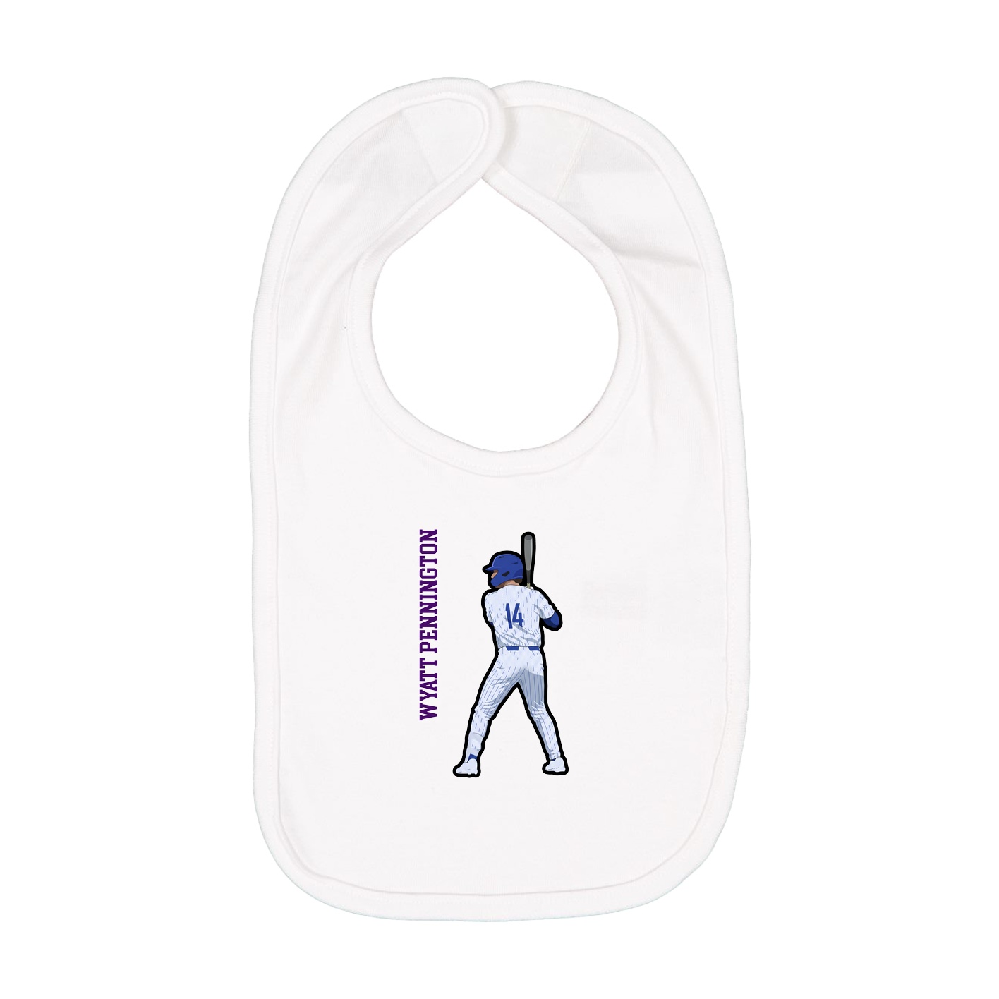 Infant Bib — Name Vertical in White