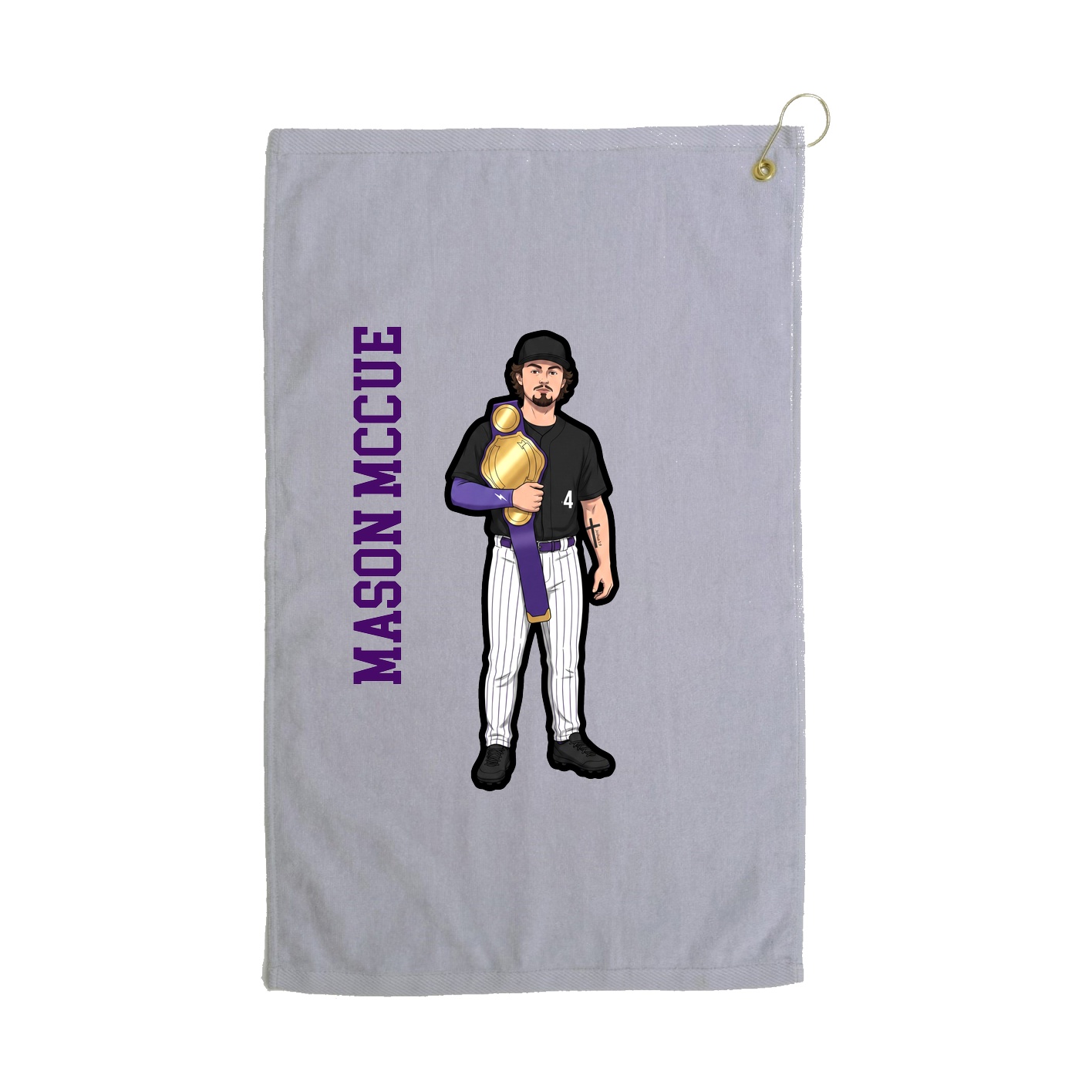 Golf Towel — Name Vertical in Grey