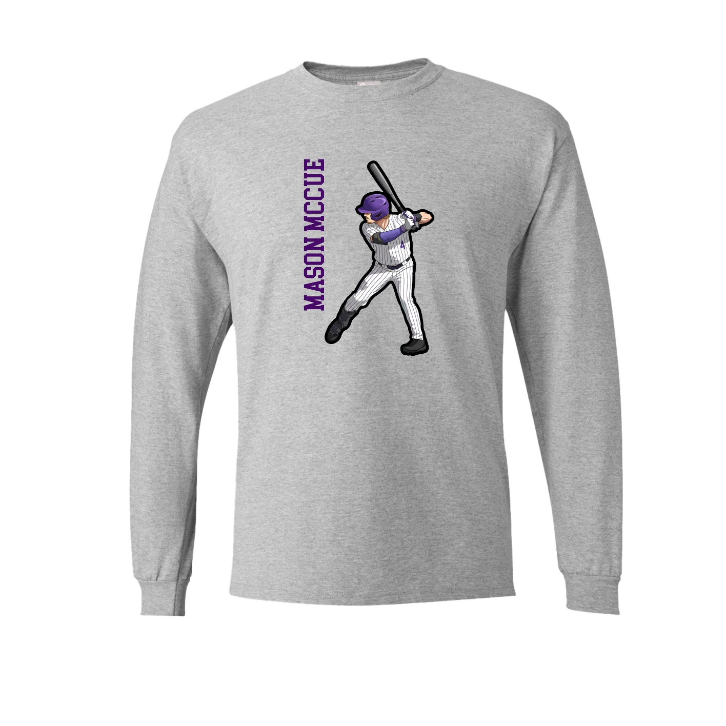 Long Sleeve Tee — Name Vertical in Grey