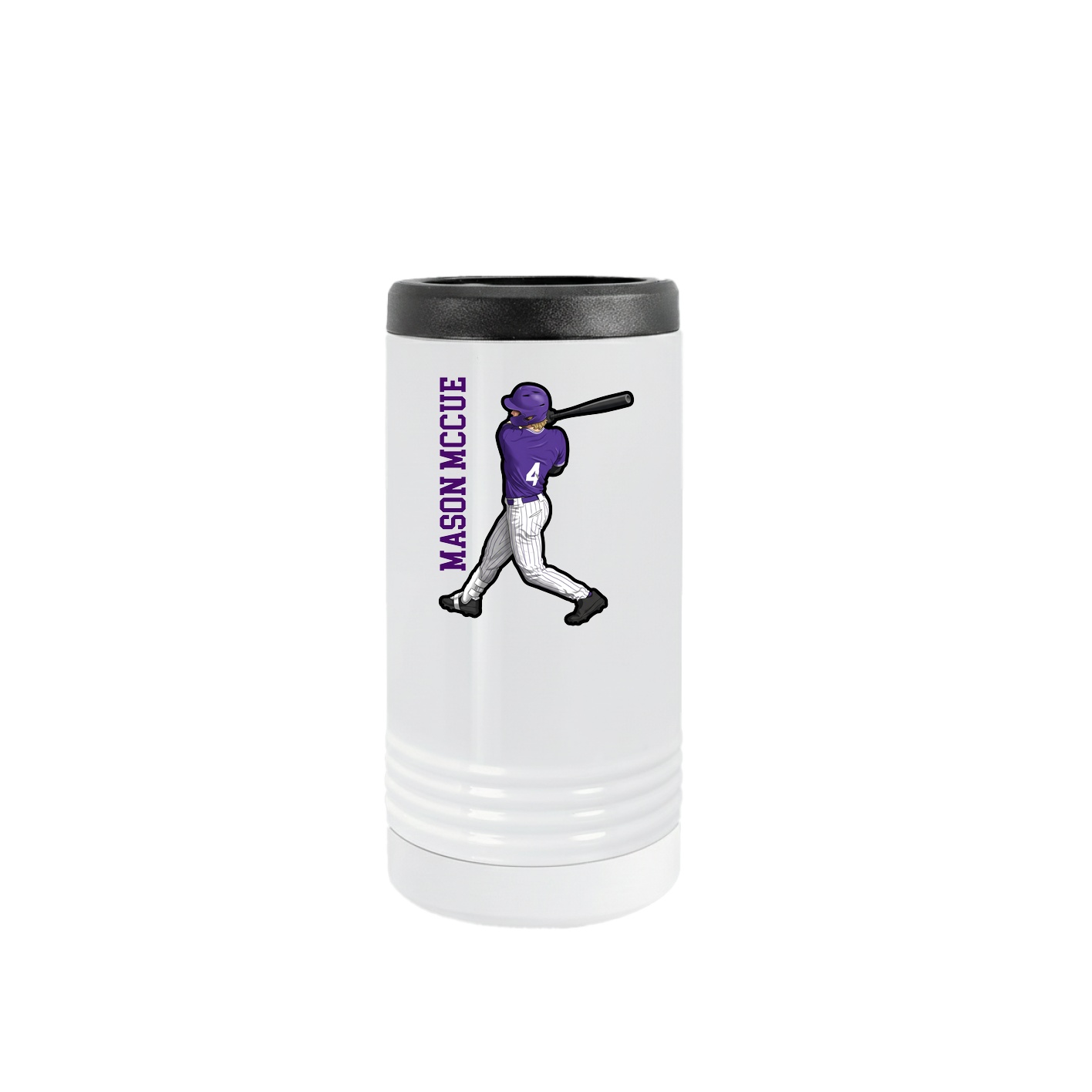 Slim Beverage Holder — Name Vertical in White