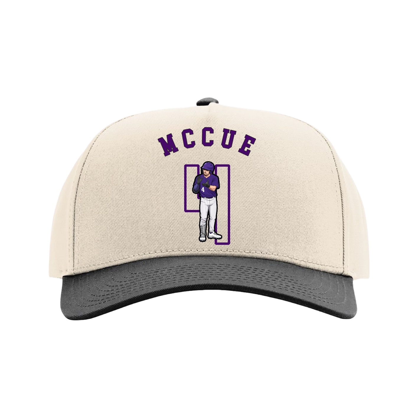 Full Fabric Five-Panel Champ Cap — Shirsey Arch in Cream/Black