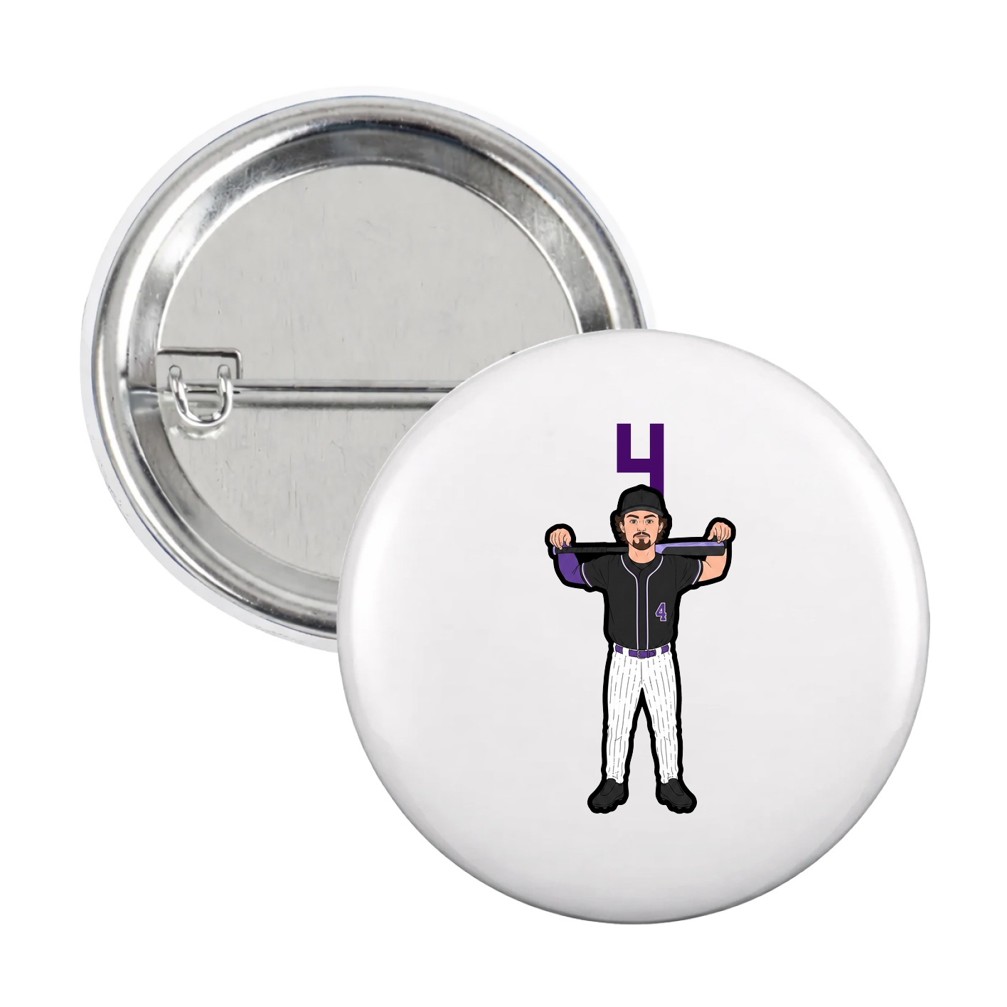 Game Day Button — Number Top in White