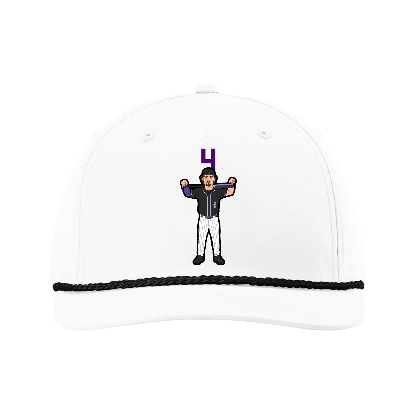 Five-Panel Classic Rope Cap — Number Top in White