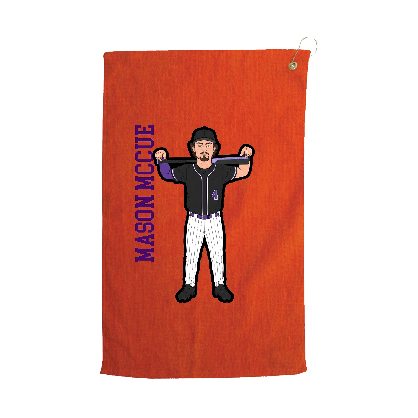 Golf Towel — Name Vertical in Orange