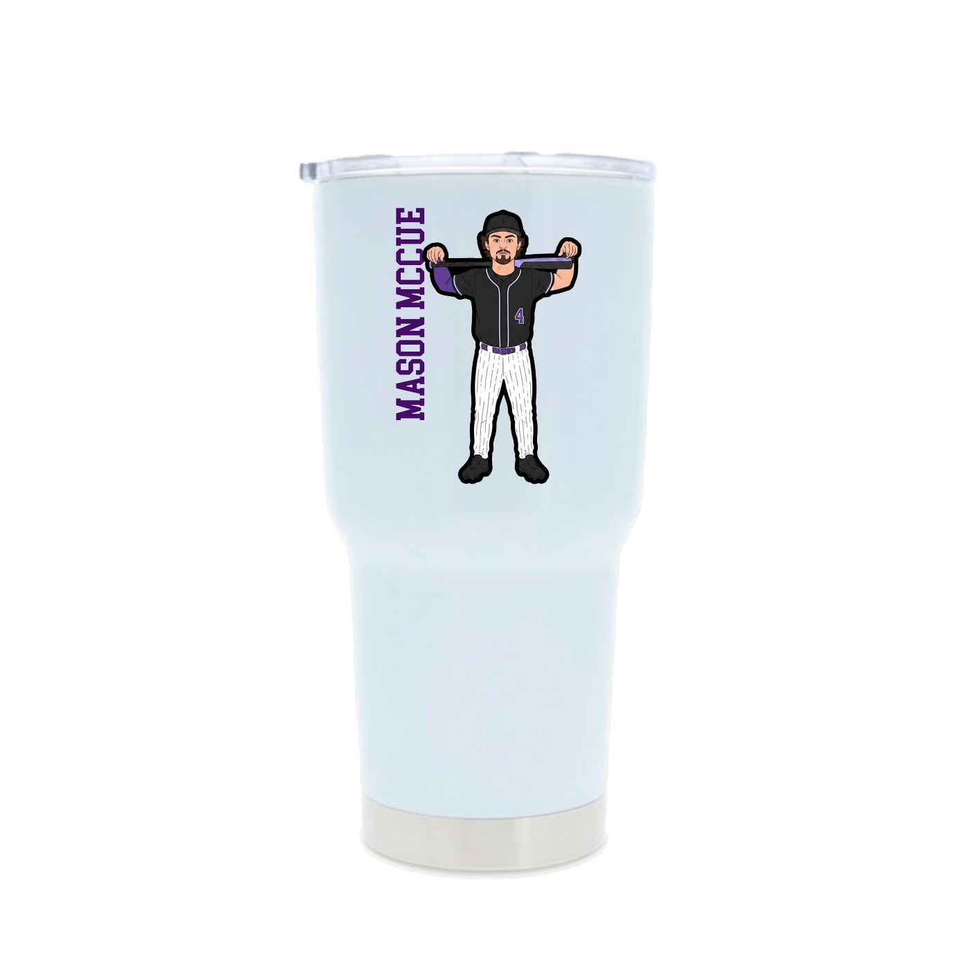 30oz Stainless Steel Tumbler — Name Vertical in White