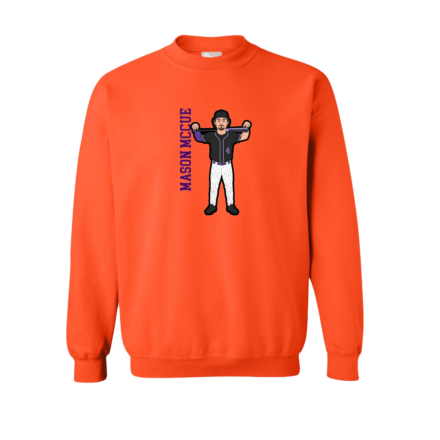 Fleece Crew — Name Vertical in Orange