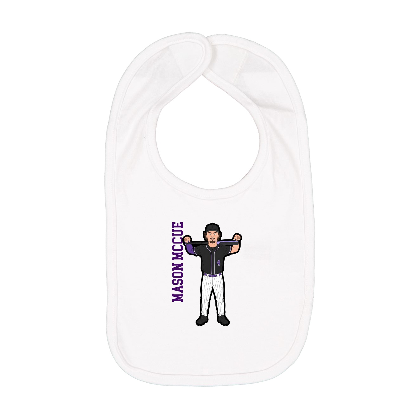 Infant Bib — Name Vertical in White