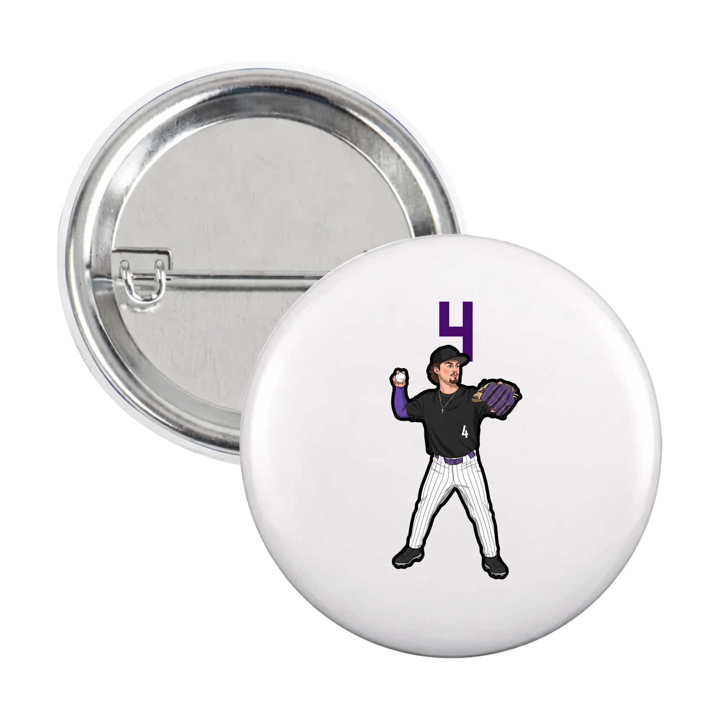 Game Day Button — Number Top in White