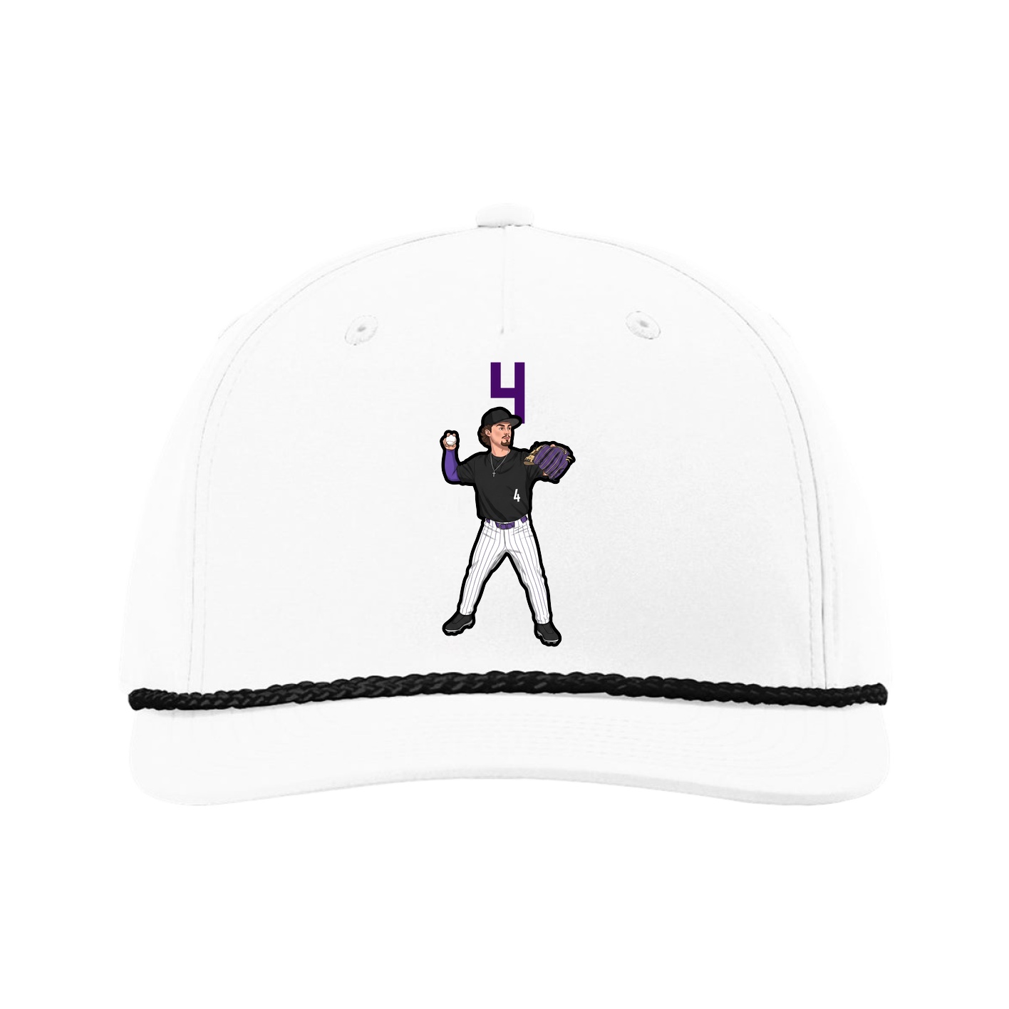 Five-Panel Classic Rope Cap — Number Top in White