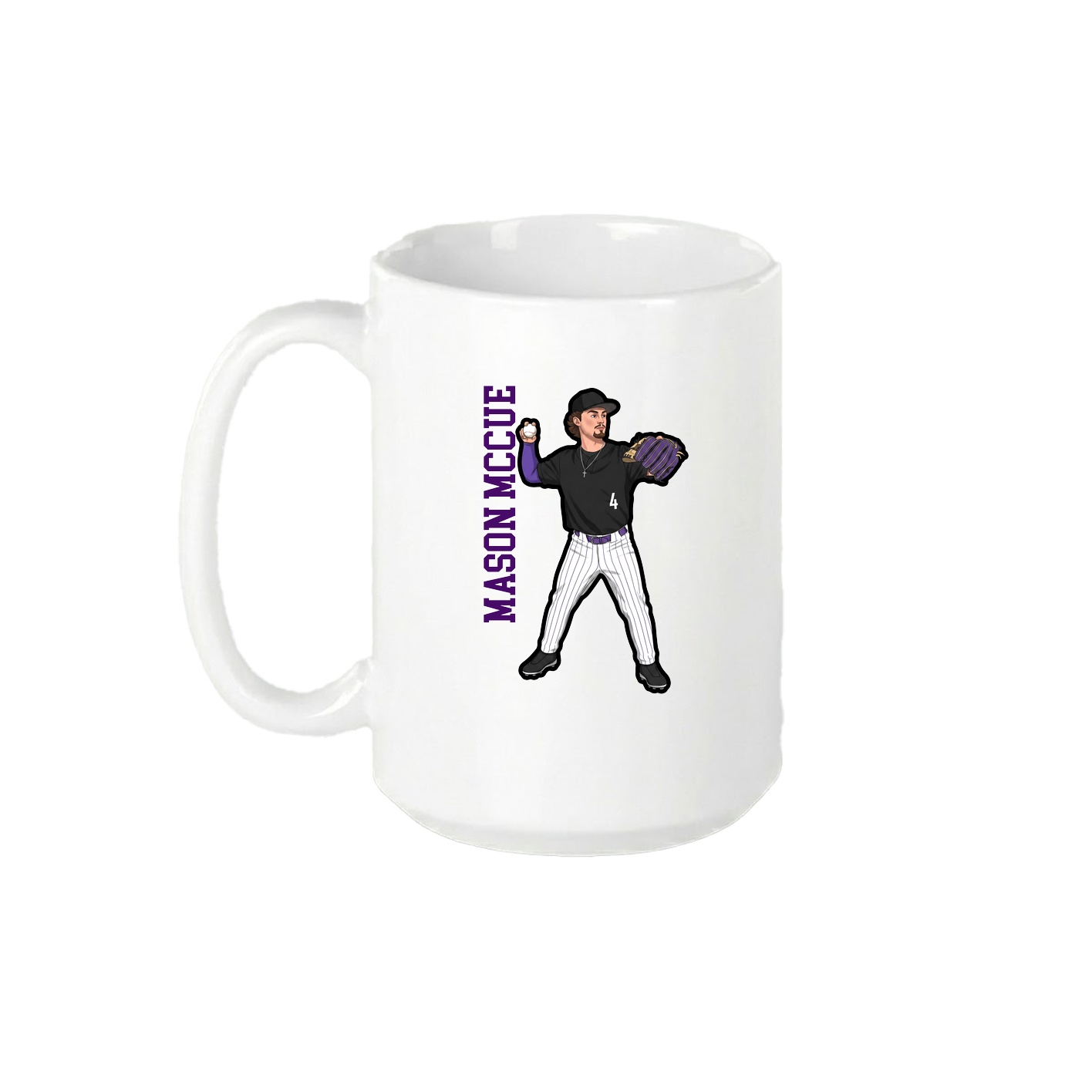 15oz Coffee Mug — Name Vertical in White