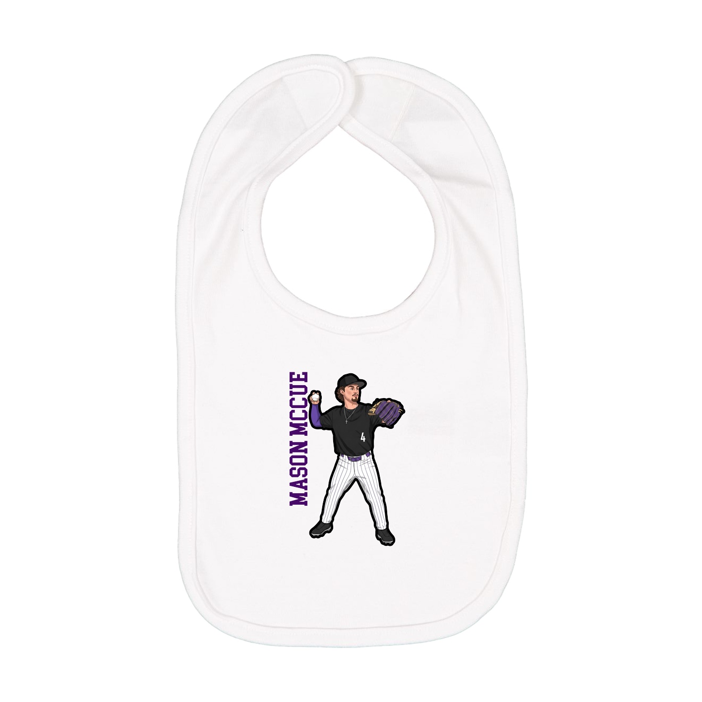 Infant Bib — Name Vertical in White