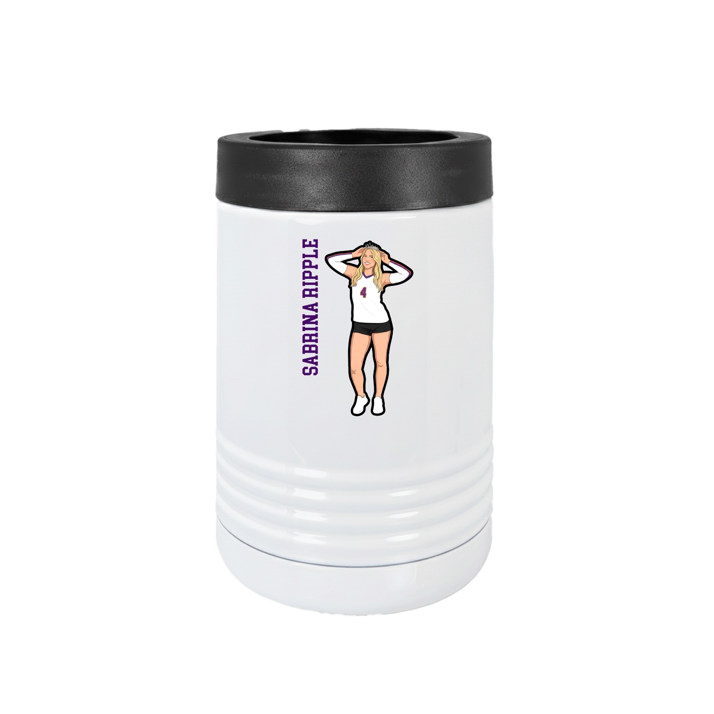 Beverage Holder — Name Vertical in White