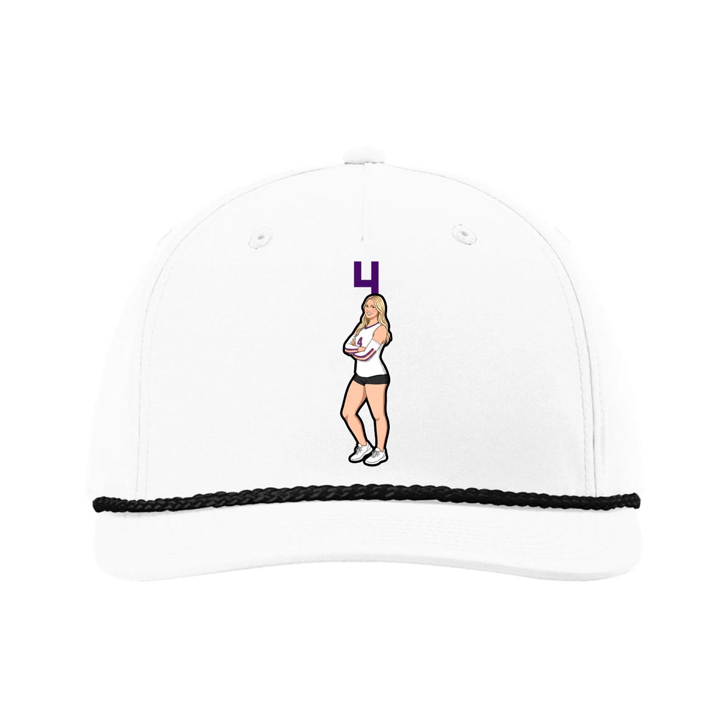 Five-Panel Classic Rope Cap — Number Top in White