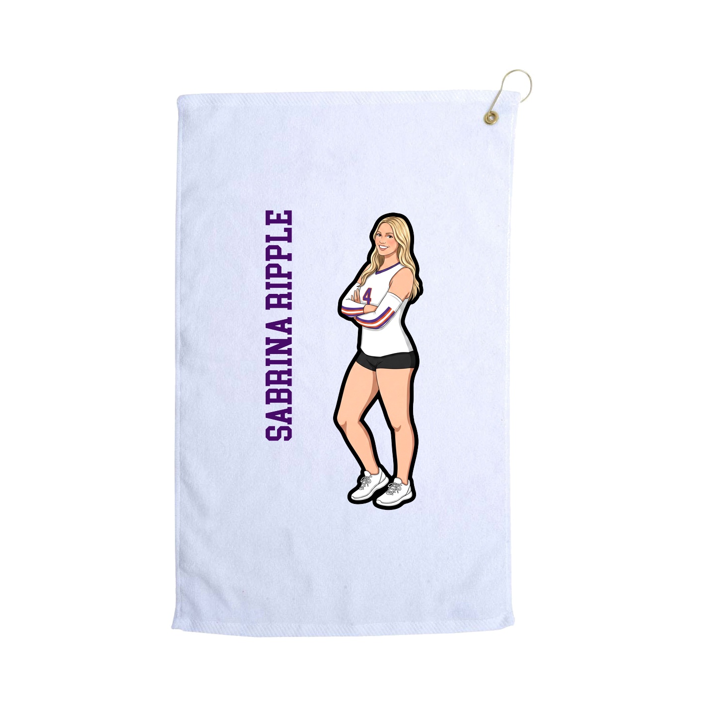 Golf Towel — Name Vertical in White