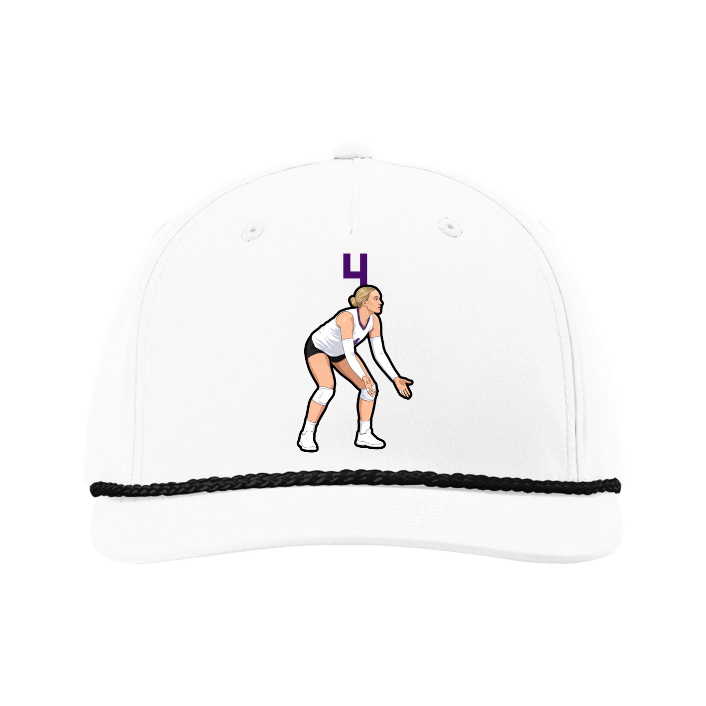 Five-Panel Classic Rope Cap — Number Top in White