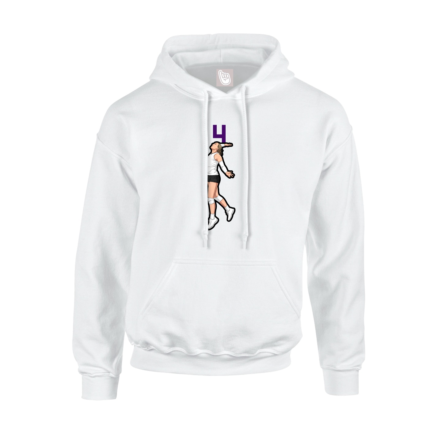 Youth Hoodie — Number Top in White