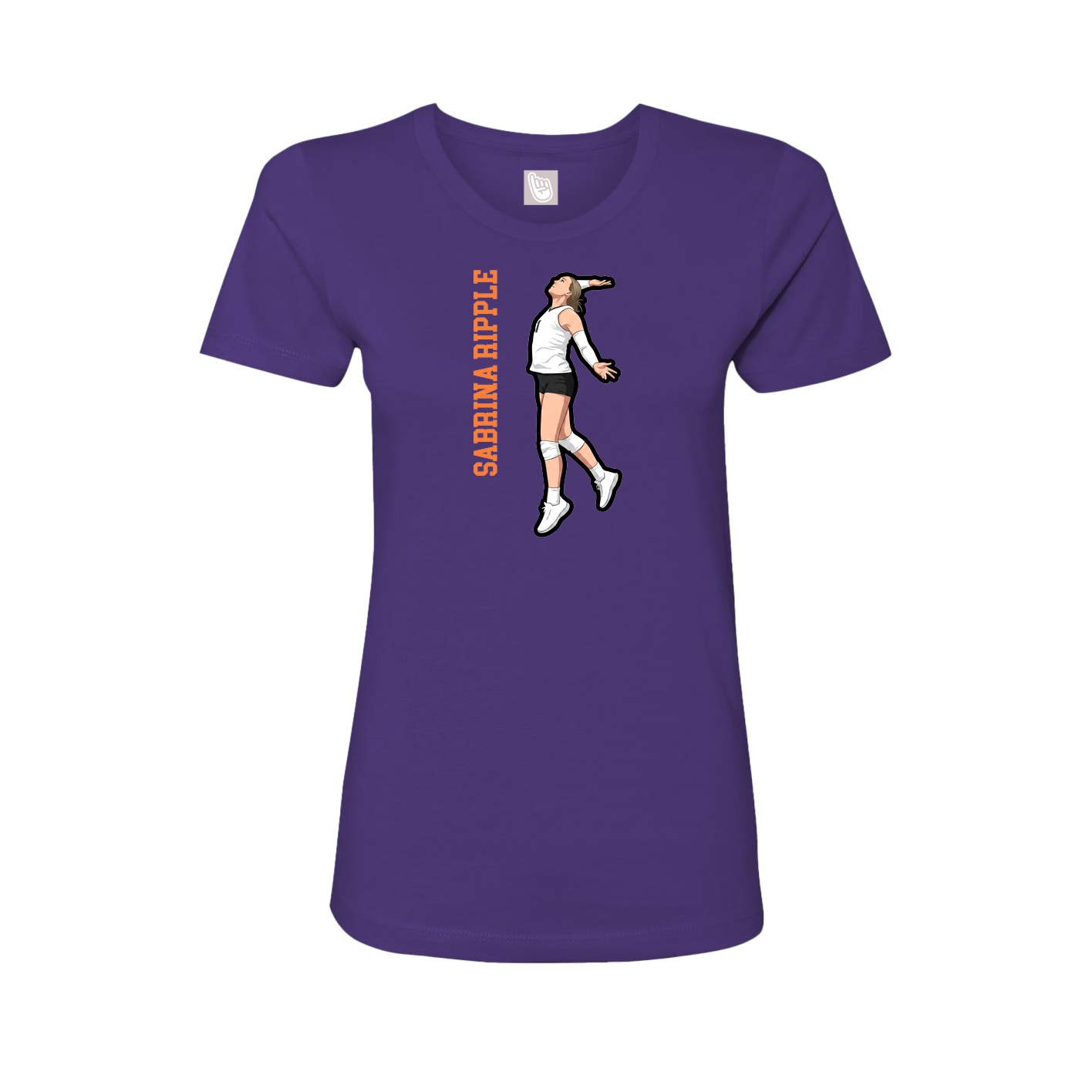 Fitted Women's Tee — Name Vertical in Purple