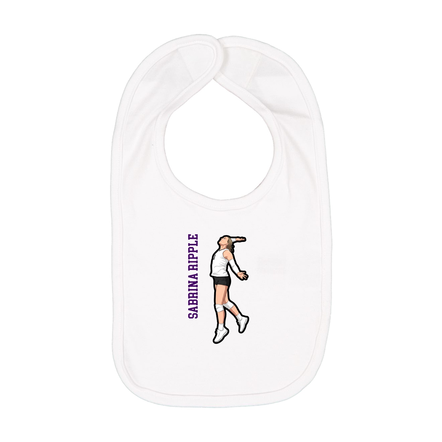 Infant Bib — Name Vertical in White