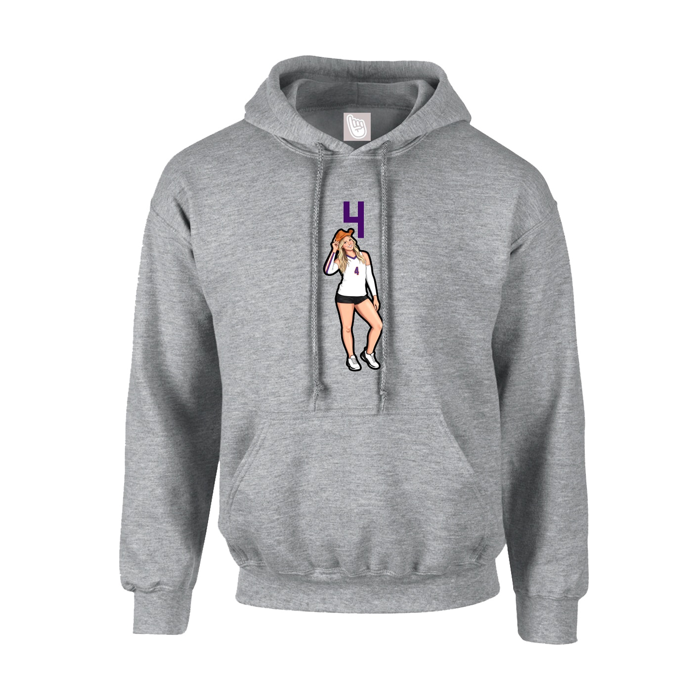 Hoodie — Number Top in Grey