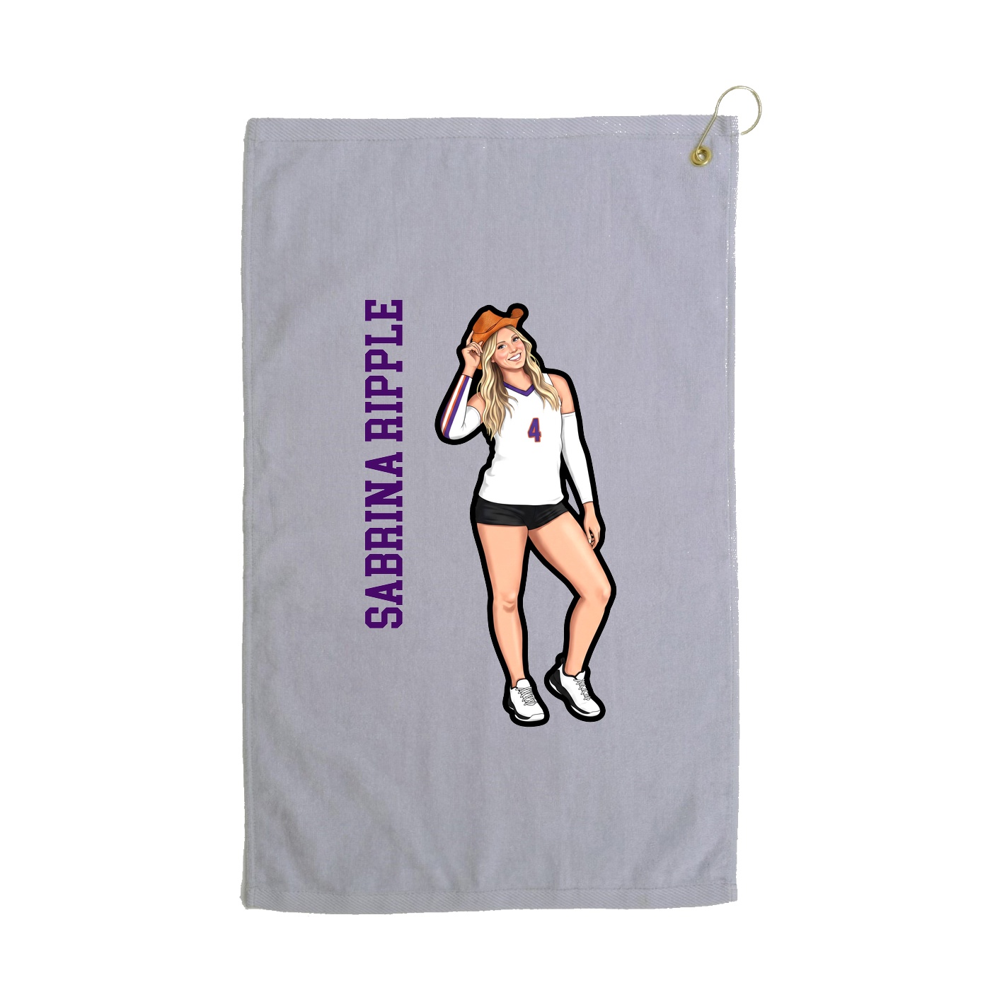 Golf Towel — Name Vertical in Grey