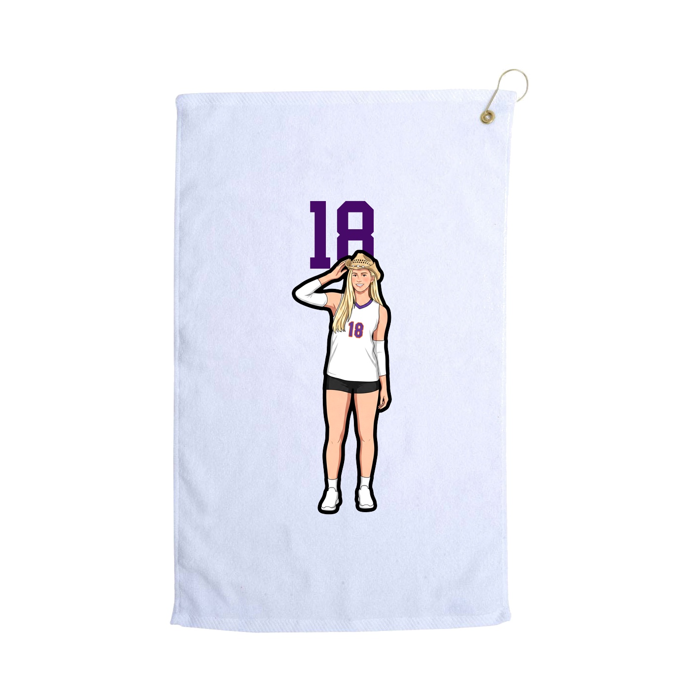 Golf Towel — Number Top in White