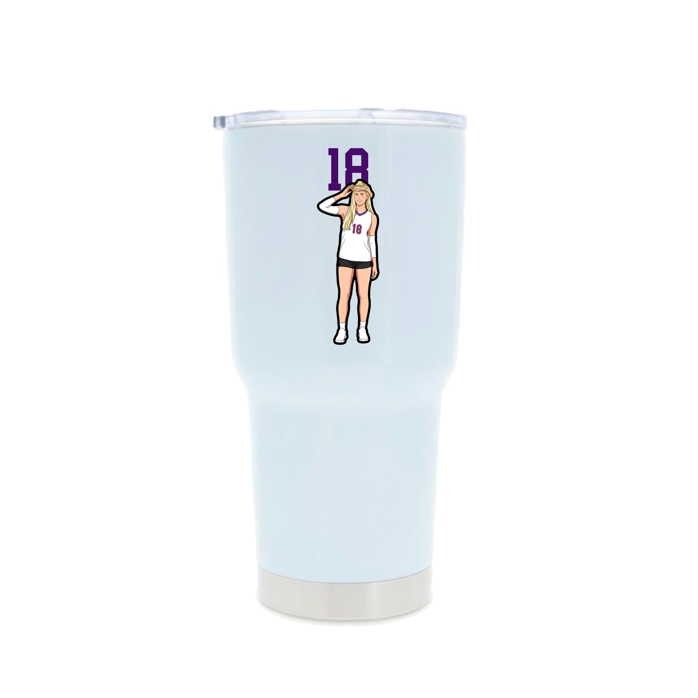30oz Stainless Steel Tumbler — Number Top in White