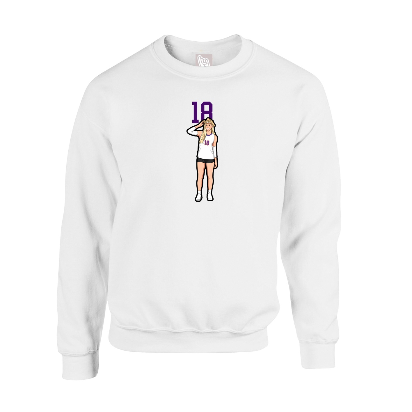 Fleece Crew — Number Top in White