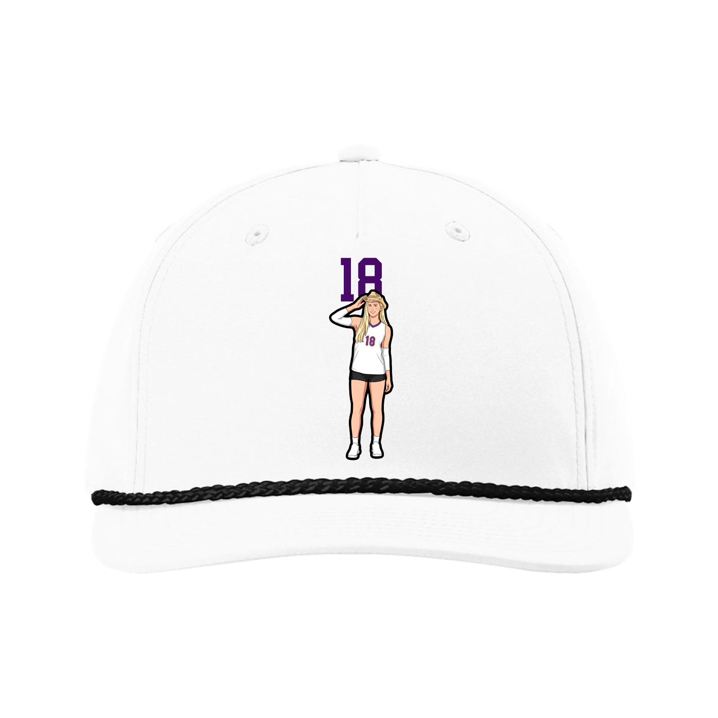 Five-Panel Classic Rope Cap — Number Top in White