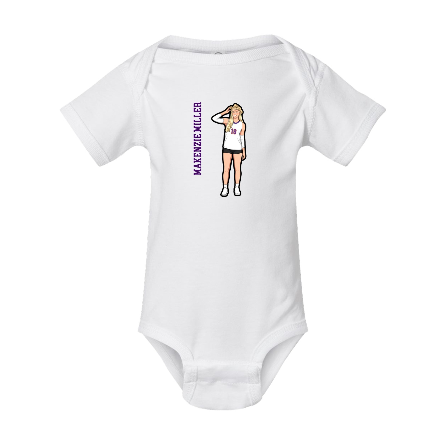 Baby Onesie — Name Vertical in White