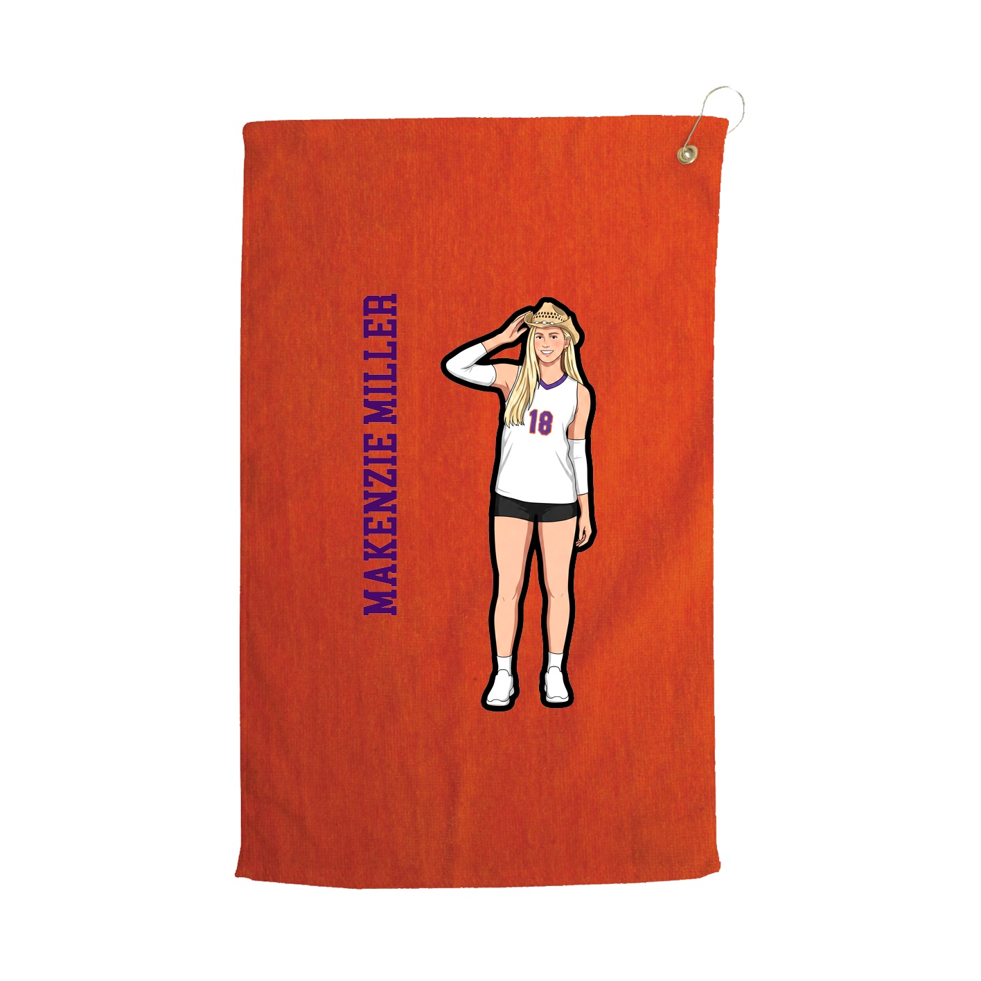 Golf Towel — Name Vertical in Orange
