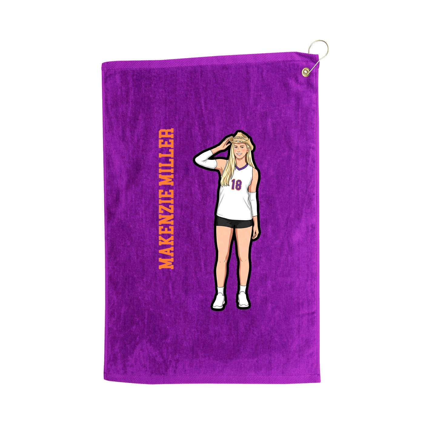 Golf Towel — Name Vertical in Purple
