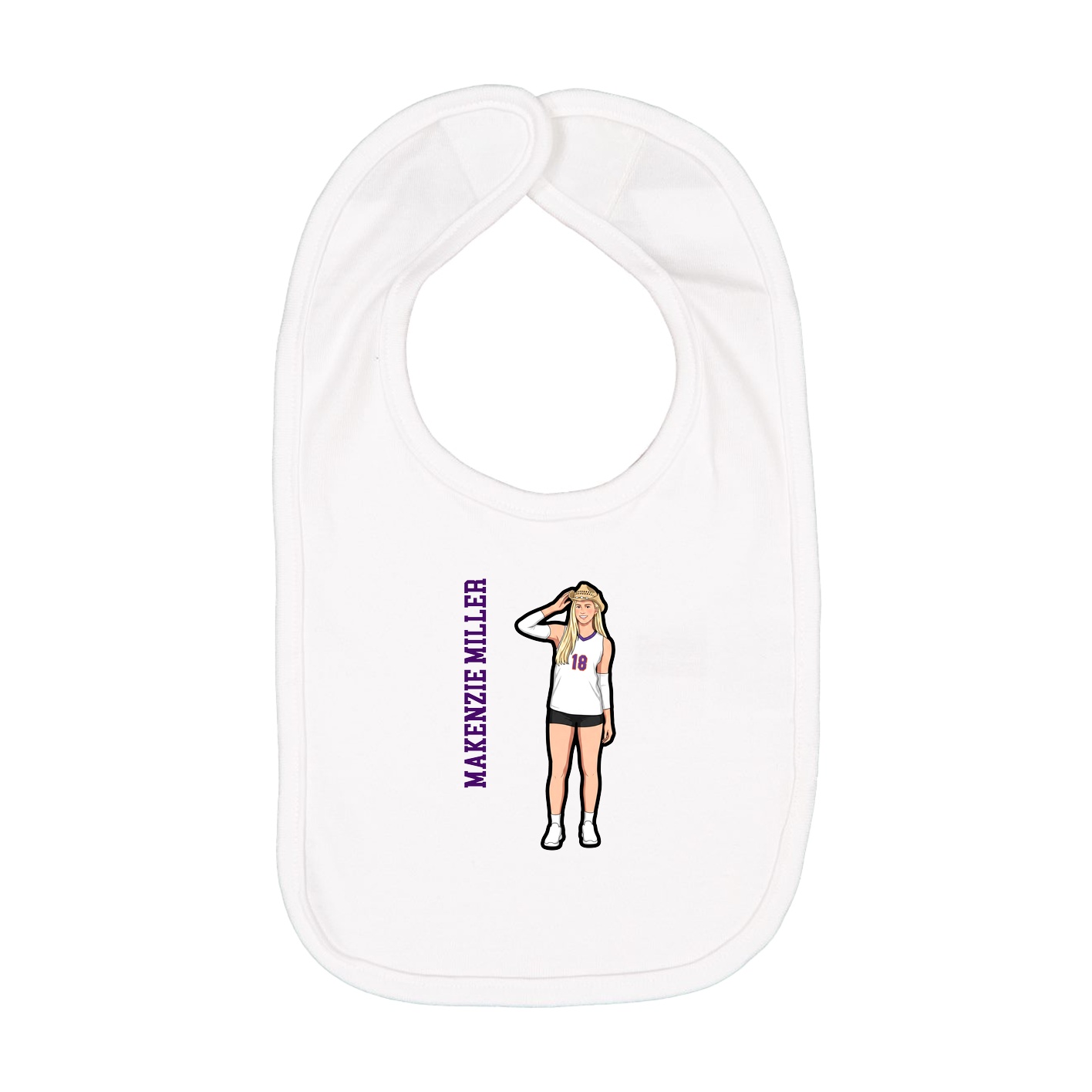 Infant Bib — Name Vertical in White