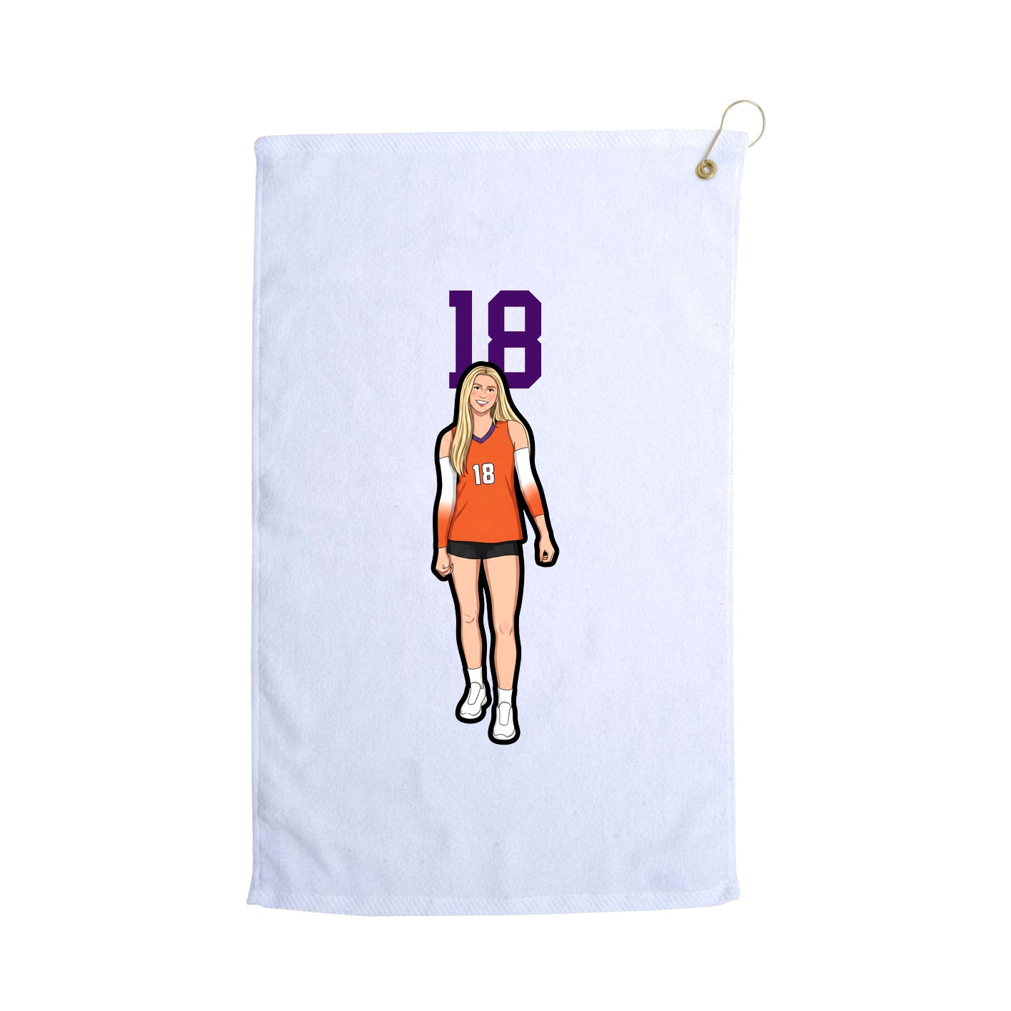 Golf Towel — Number Top in White