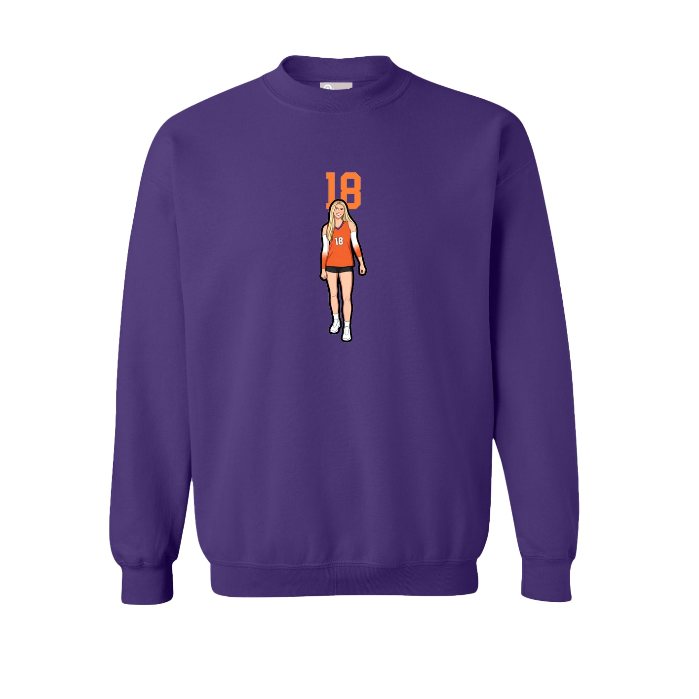 Fleece Crew — Number Top in Purple