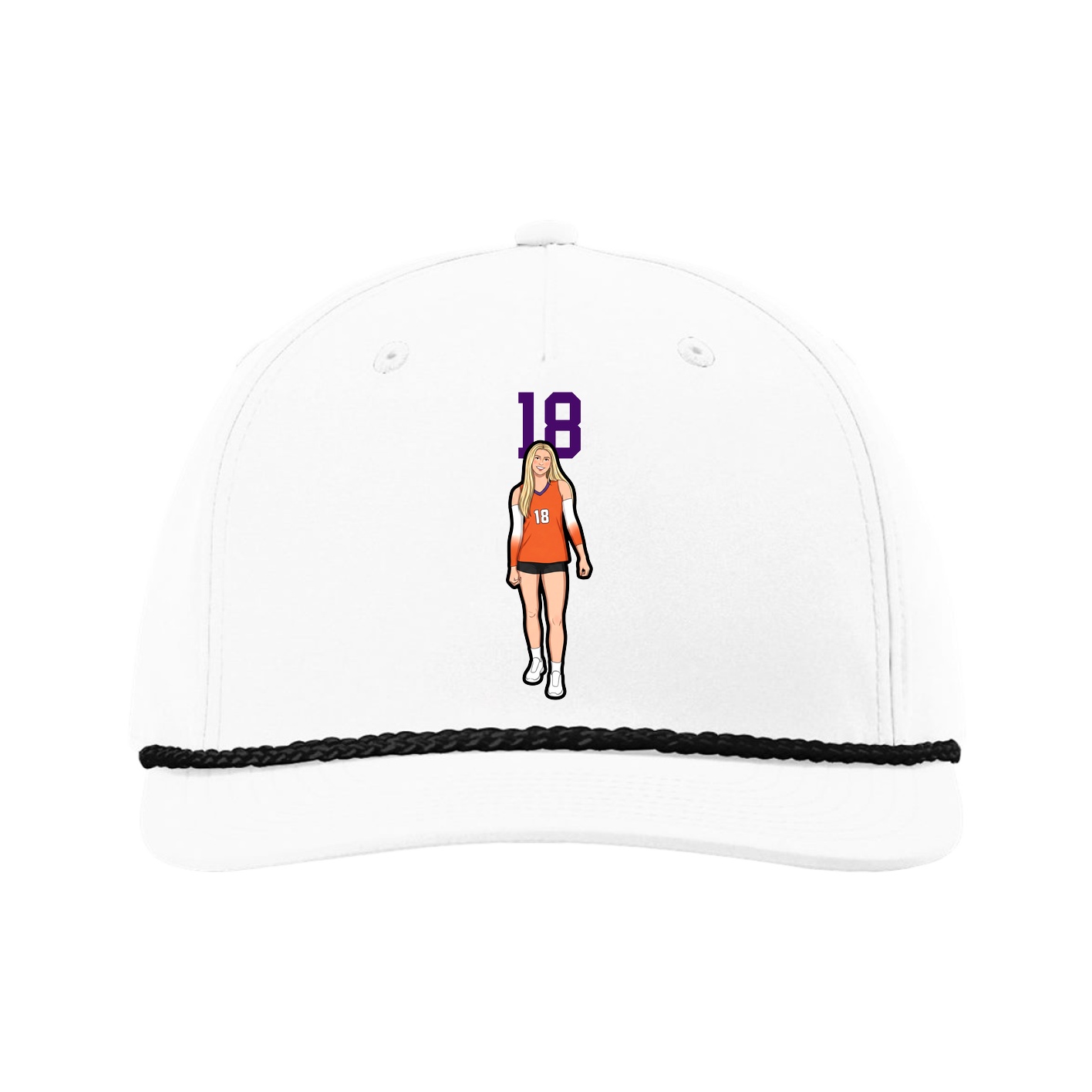 Five-Panel Classic Rope Cap — Number Top in White
