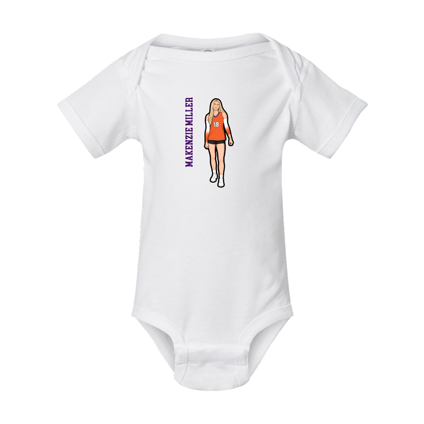 Baby Onesie — Name Vertical in White