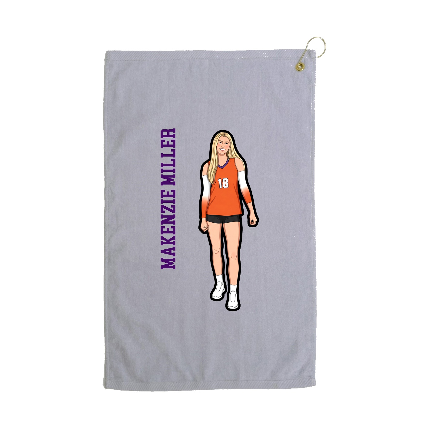 Golf Towel — Name Vertical in Grey
